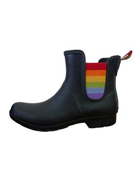 Chooka Women's Black Waterproof Ballard Pride Rainbow Chelsea Rain Boots Sz 9